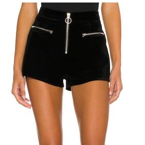 Superdown Ava Black Velvet Zipper Mini Shorts sz XS